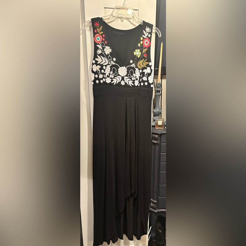 Soft Surroundings Made In India Maxi Dress With Floral Embroidery
